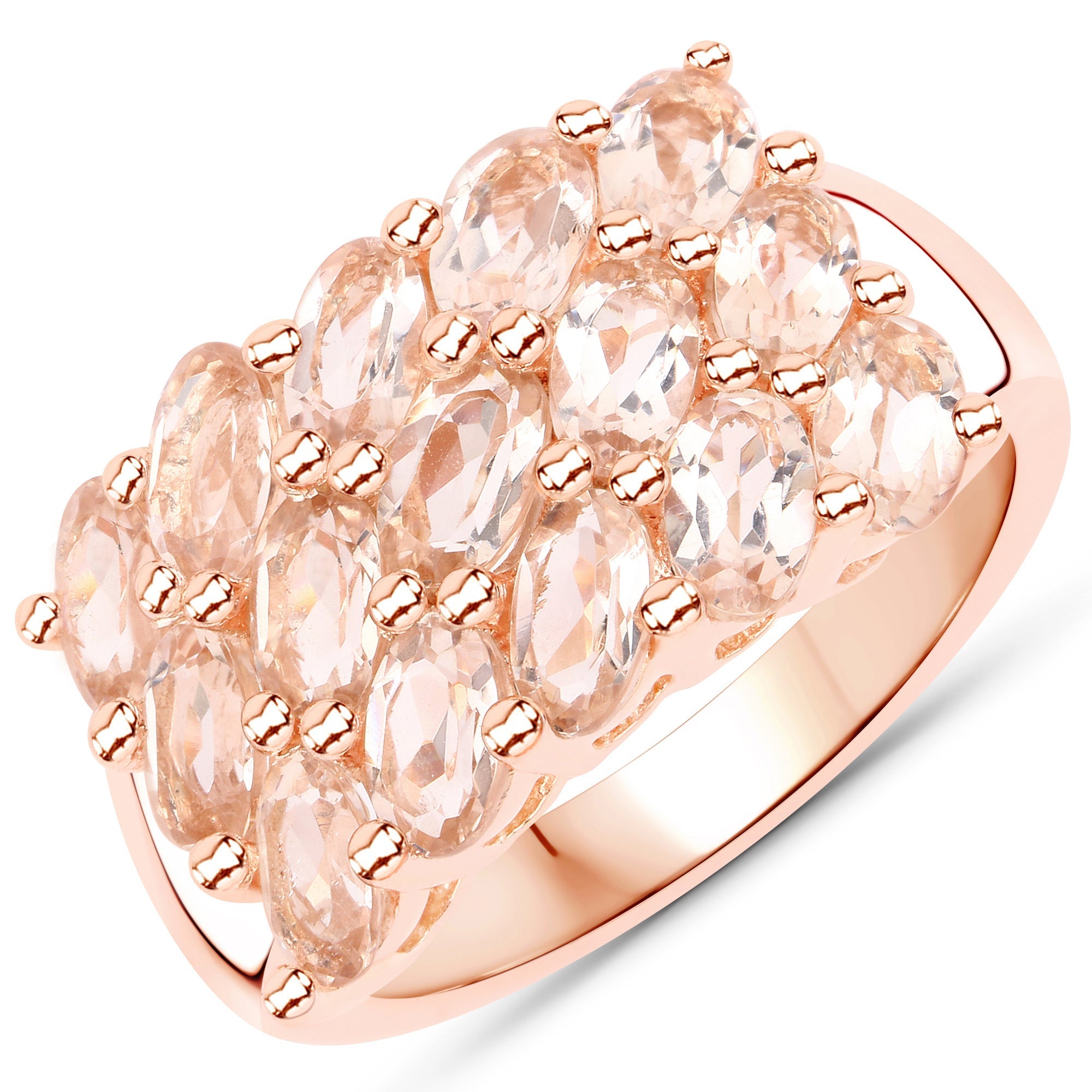 18K Rose Gold Plated 3.30 Carat Genuine Morganite .925 Sterling Silver Ring  DestGlow
