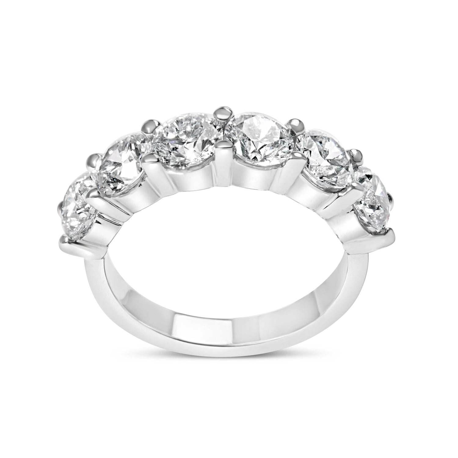 14K White Gold 3.0 Cttw Lab-Grown Diamond Shared Prong Set 6 Stone Band Ring (G-H Color, VS2-SI1 Clarity) - Ring Size 7  DestGlow