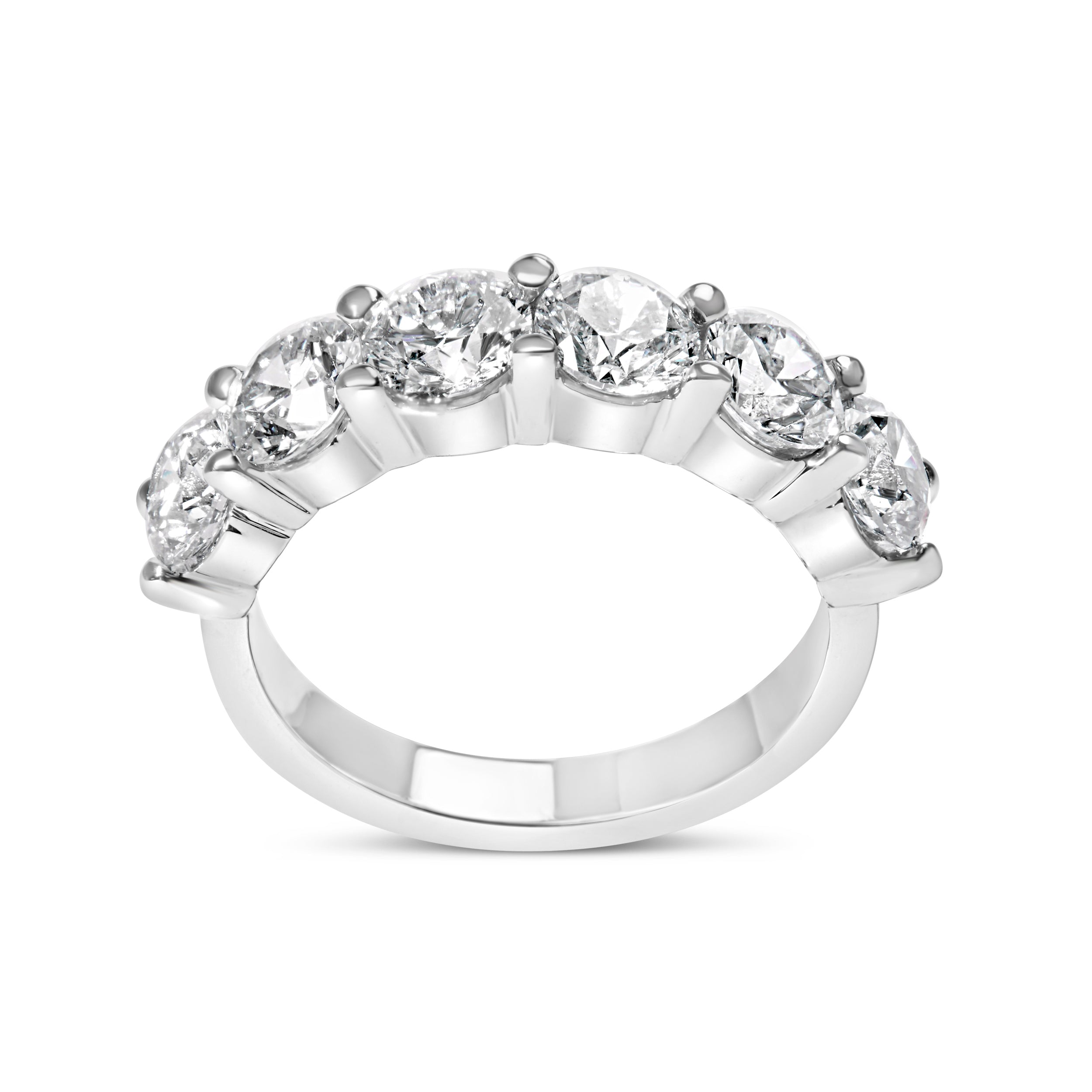 14K White Gold 3.0 Cttw Lab-Grown Diamond Shared Prong Set 6 Stone Band Ring (G-H Color, VS2-SI1 Clarity) - Ring Size 7  DestGlow