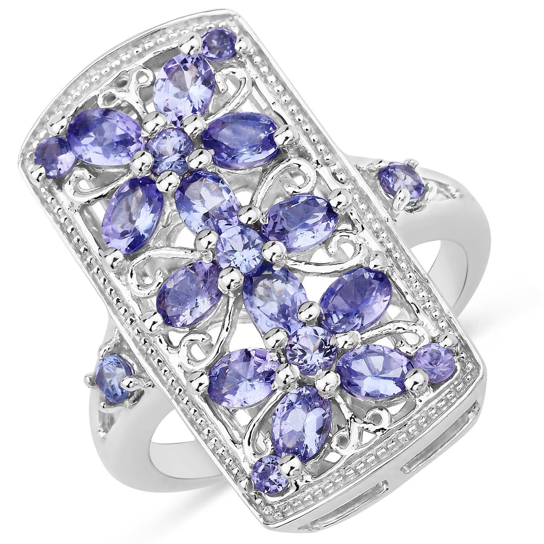 2.53 Carat Genuine Tanzanite .925 Sterling Silver Ring by Bids.com