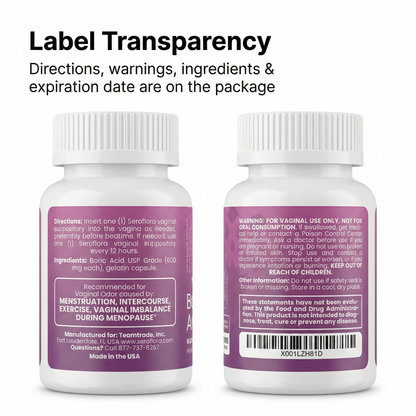 Seroflora Boric Acid Vaginal Suppositories 600mg 30 Count. by Seroflora
