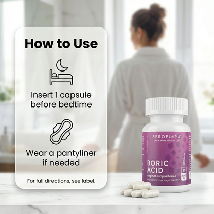 Boric Acid Suppositories (30ct, 2 bottles) by Seroflora