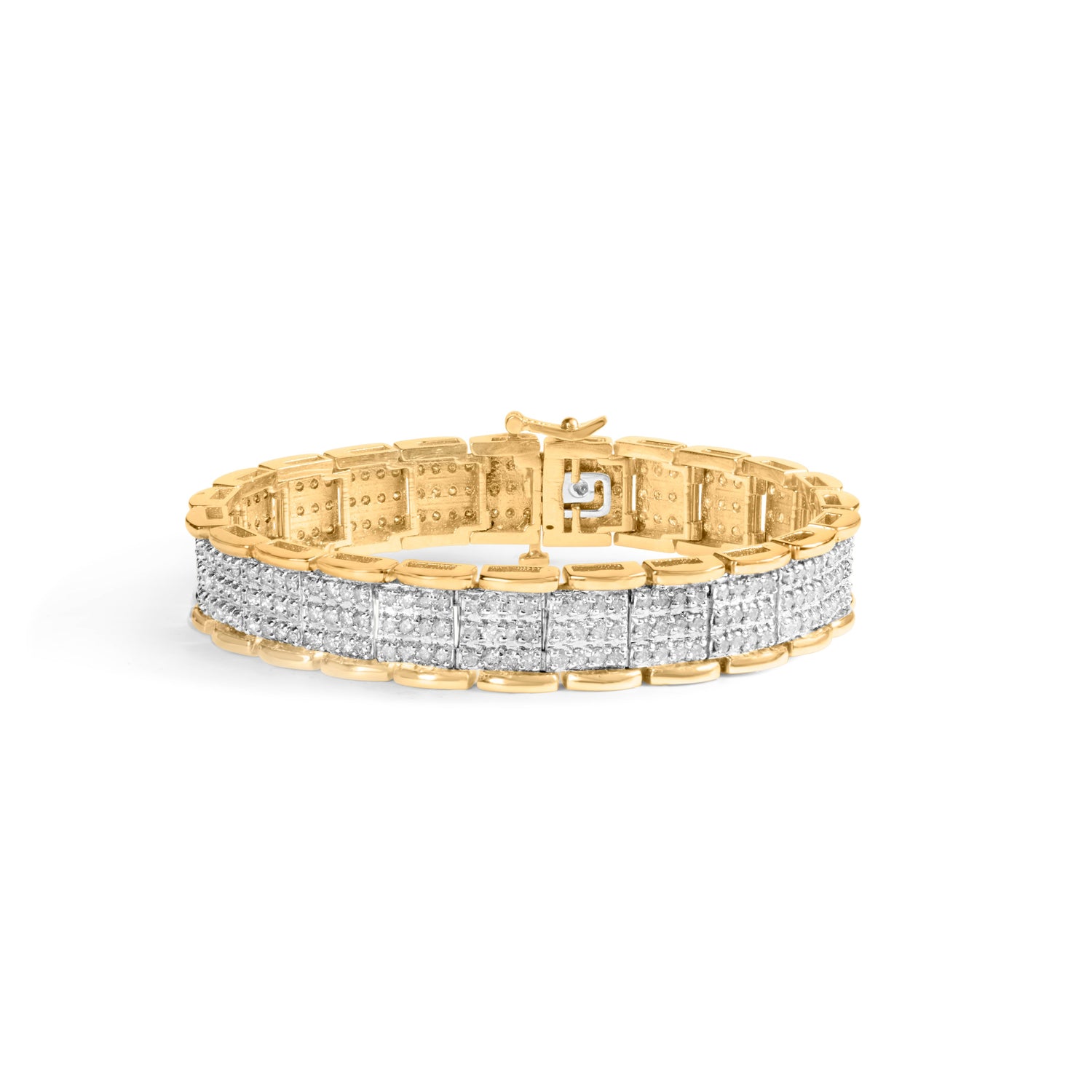 10K Yellow Gold 5.00 Cttw Round-Cut Diamond Link 7" Bracelet (J-K Color, I1-I2 Clarity) by Bids.com