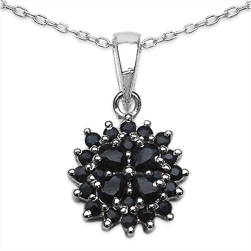 1.48 Carat Genuine Black Sapphire .925 Sterling Silver Pendant  DestGlow