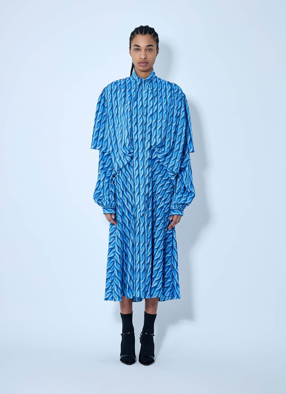 Balenciaga Women Double Sleeve Pleated Dress by Luosophy