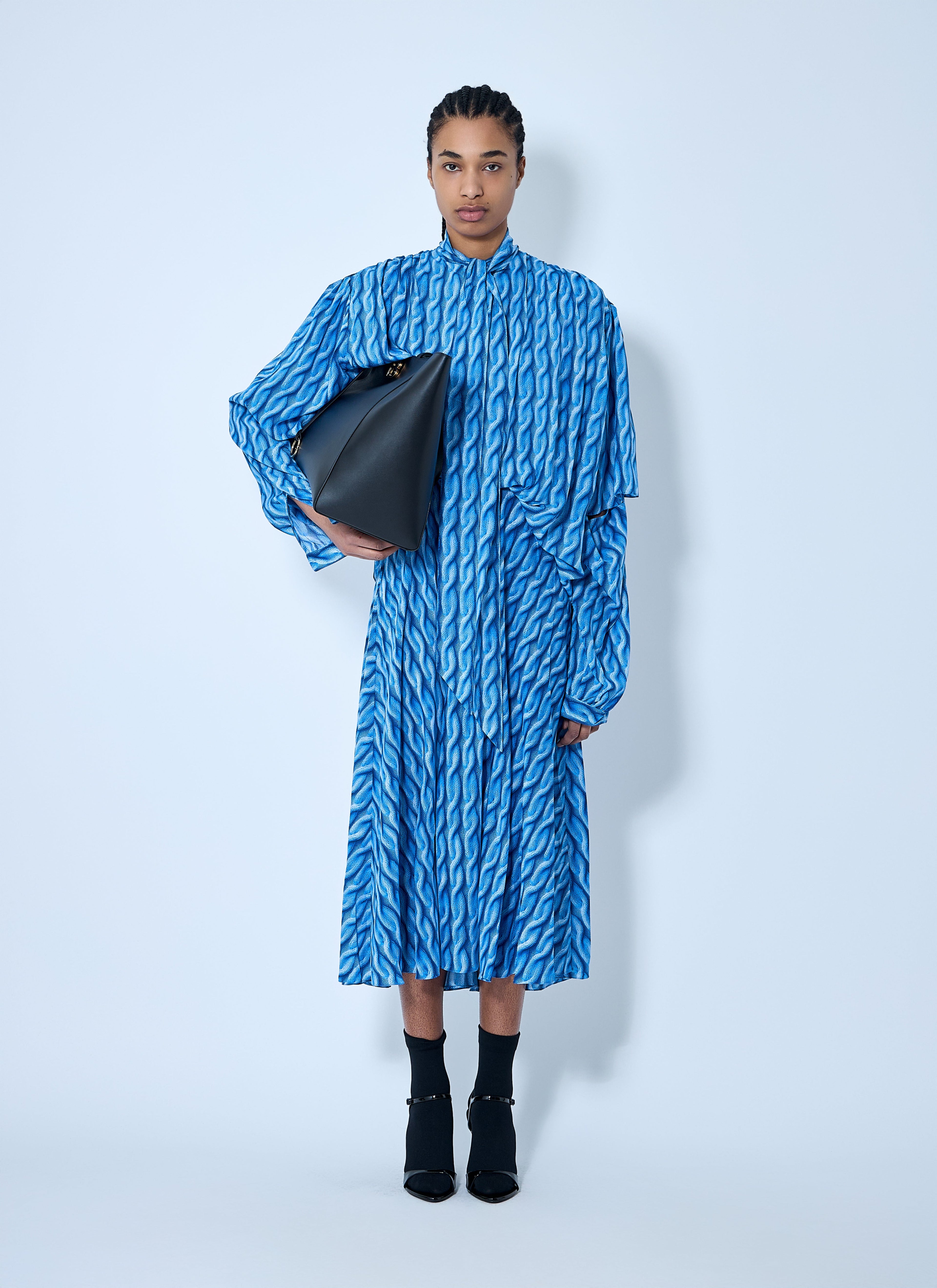 Balenciaga Women Double Sleeve Pleated Dress by Luosophy