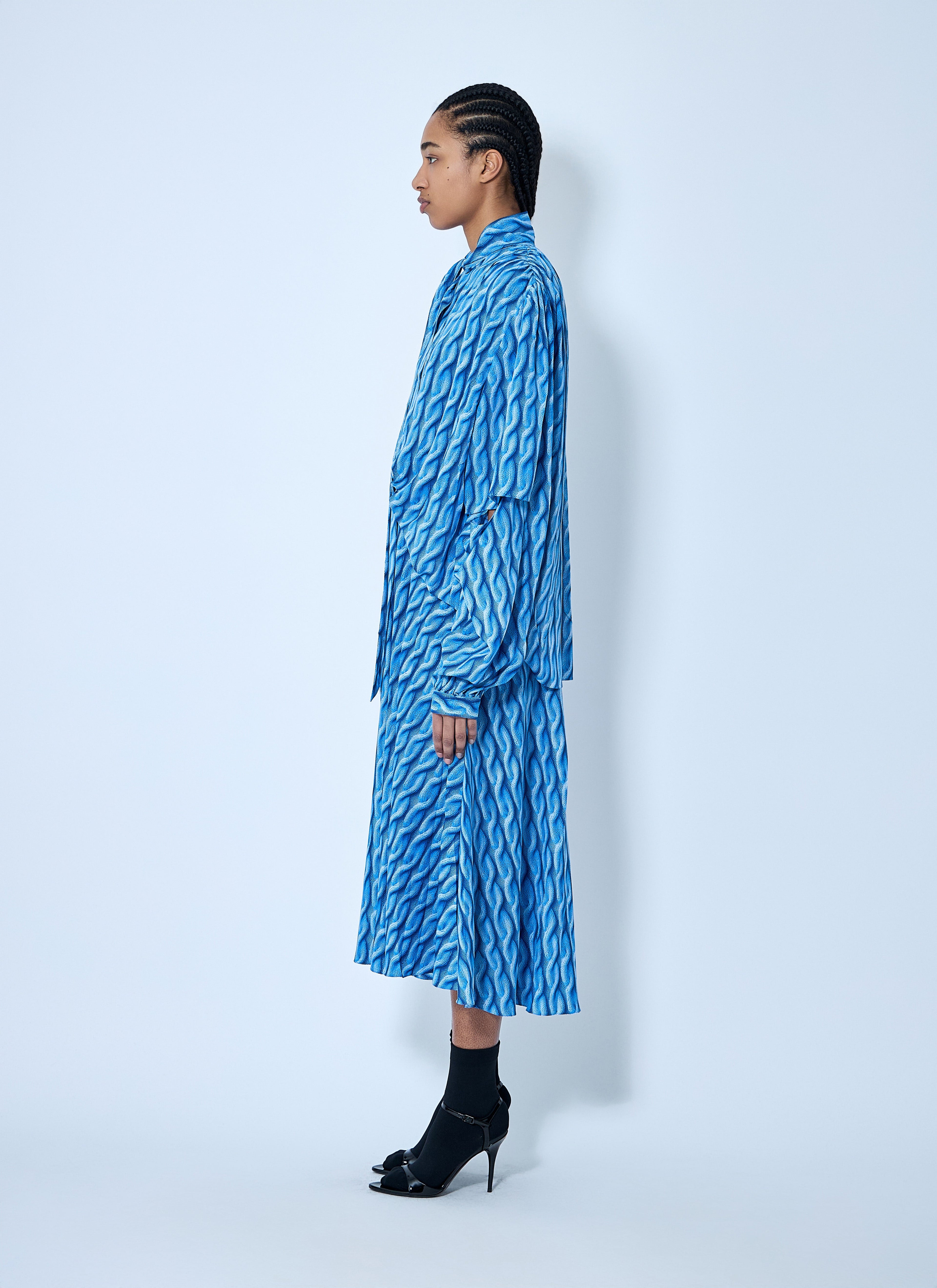 Balenciaga Women Double Sleeve Pleated Dress by Luosophy
