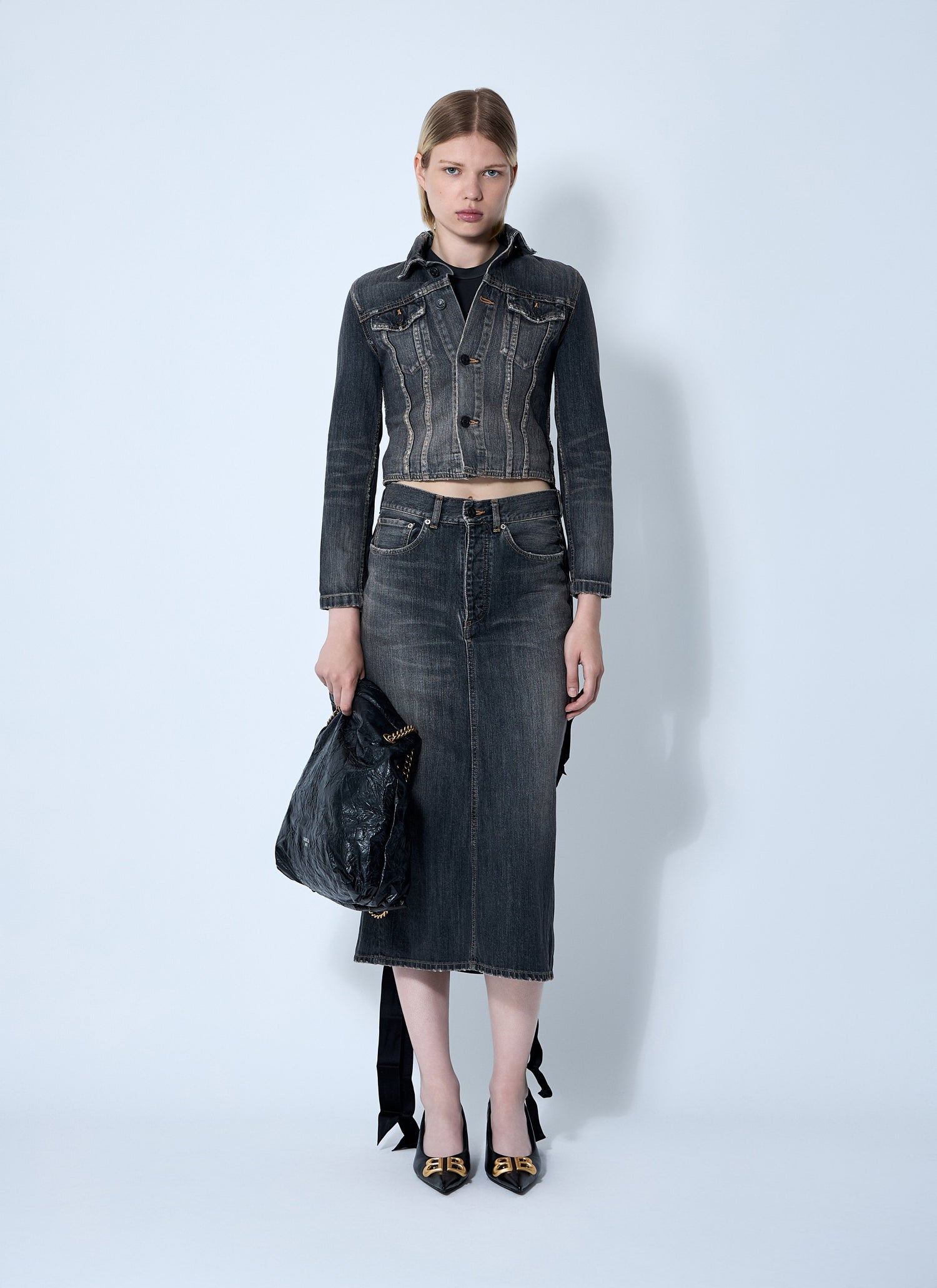 Balenciaga Women Lace-Up Denim Jacket by Luosophy