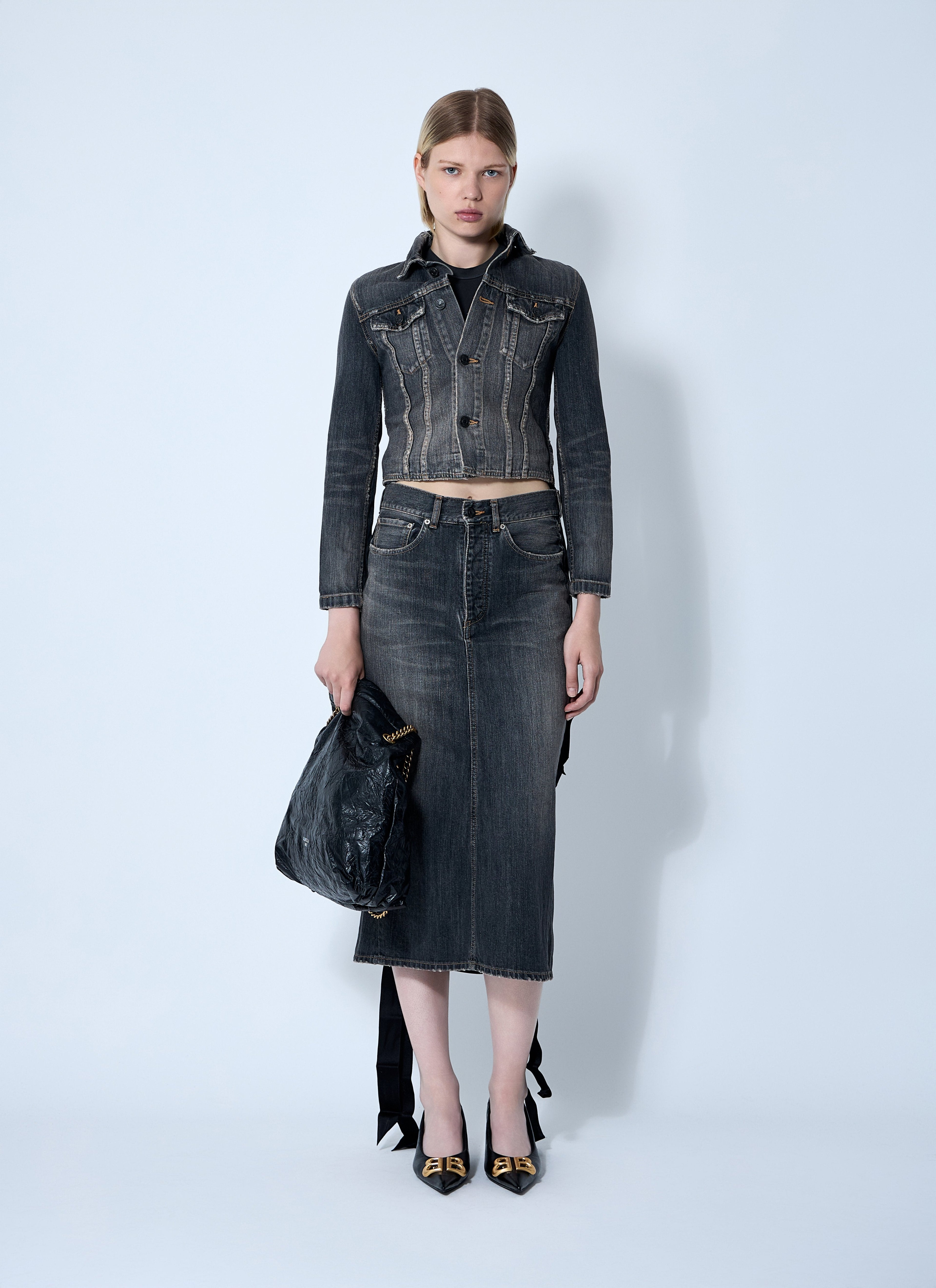 Balenciaga Women Lace-Up Denim Jacket by Luosophy