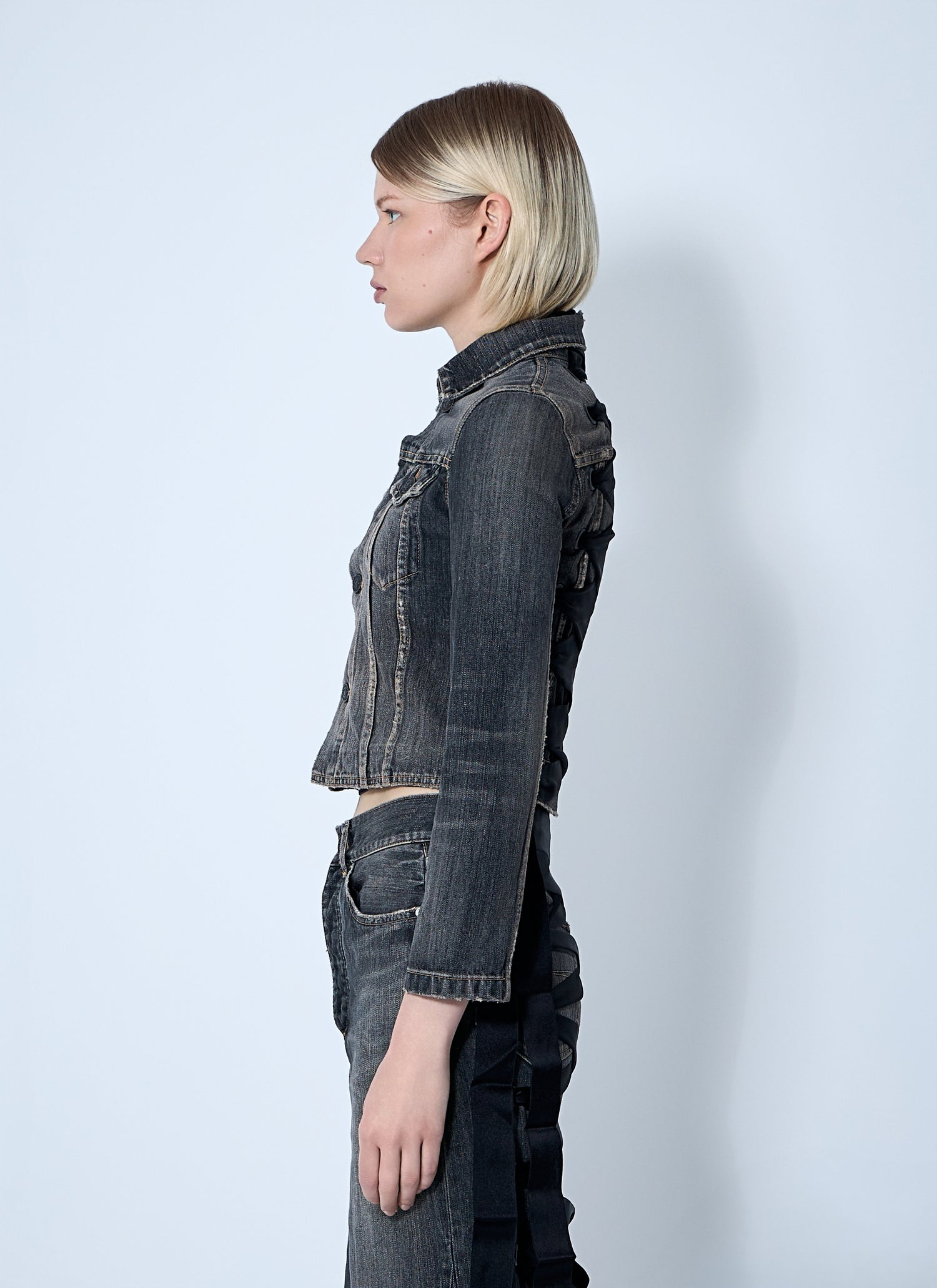 Balenciaga Women Lace-Up Denim Jacket by Luosophy