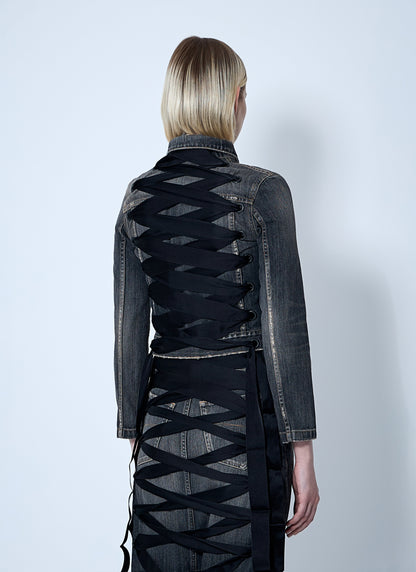 Balenciaga Women Lace-Up Denim Jacket by Luosophy
