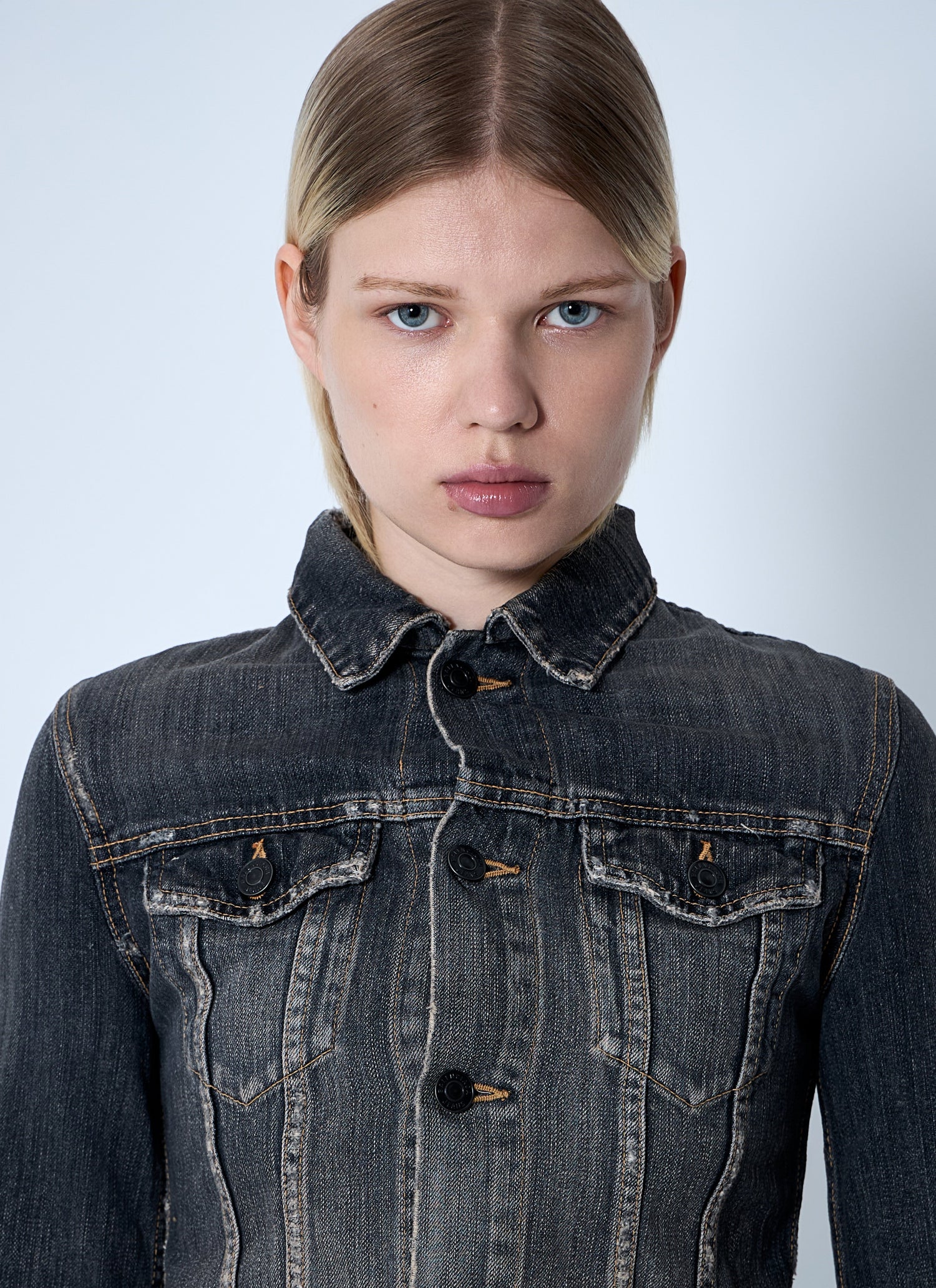 Balenciaga Women Lace-Up Denim Jacket by Luosophy
