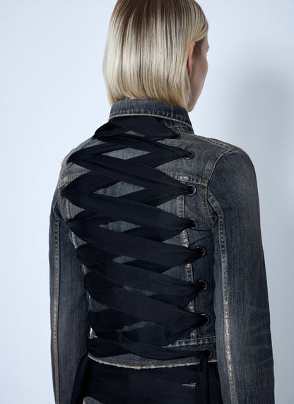 Balenciaga Women Lace-Up Denim Jacket by Luosophy