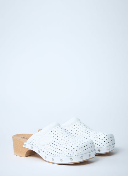 Balenciaga Women Perforated Heeled Clogs by Luosophy