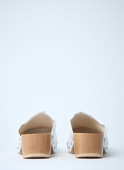 Balenciaga Women Perforated Heeled Clogs by Luosophy