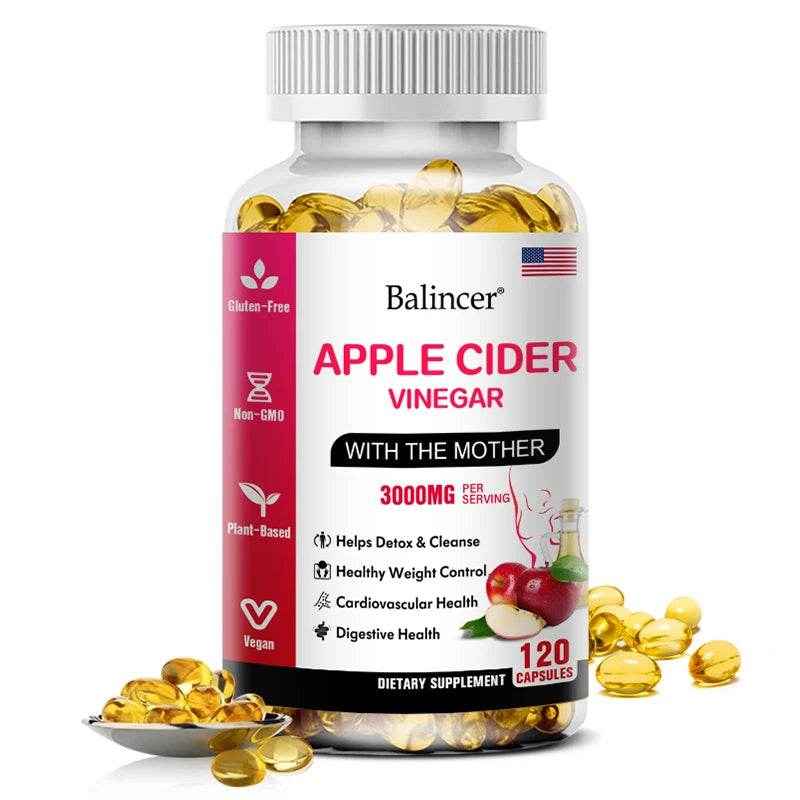 Apple Cider Vinegar Capsules 3000 mg – Detox, Digestion, Immunity &amp; Weight Support