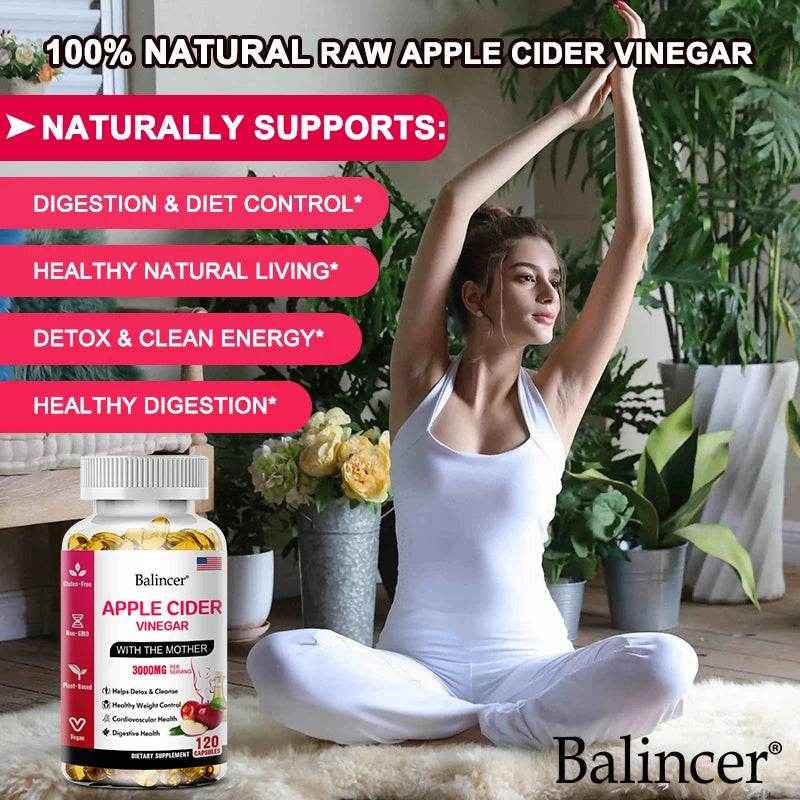 Apple Cider Vinegar Capsules 3000 mg – Detox, Digestion, Immunity &amp; Weight Support