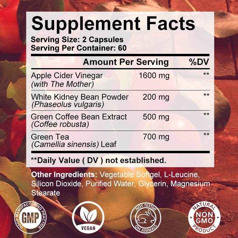 Apple Cider Vinegar Capsules 3000 mg – Detox, Digestion, Immunity &amp; Weight Support