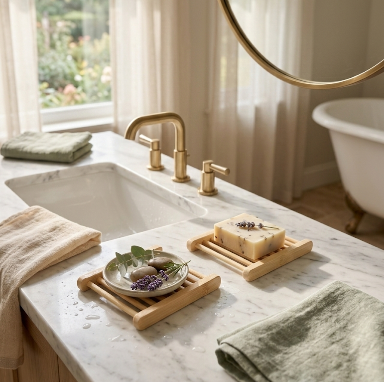 4-Pack Bamboo Soap Dish  DestGlow