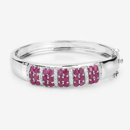 6.65 Carat Genuine Ruby and White Topaz .925 Sterling Silver Bracelet by Bids.com