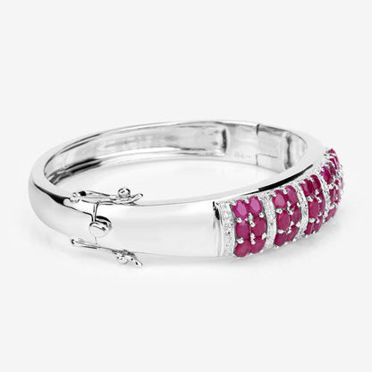 6.65 Carat Genuine Ruby and White Topaz .925 Sterling Silver Bracelet by Bids.com