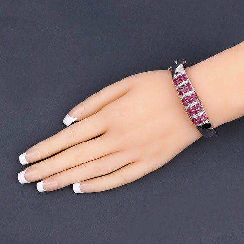 6.65 Carat Genuine Ruby and White Topaz .925 Sterling Silver Bracelet by Bids.com