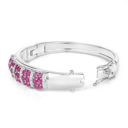 6.65 Carat Genuine Ruby and White Topaz .925 Sterling Silver Bracelet by Bids.com