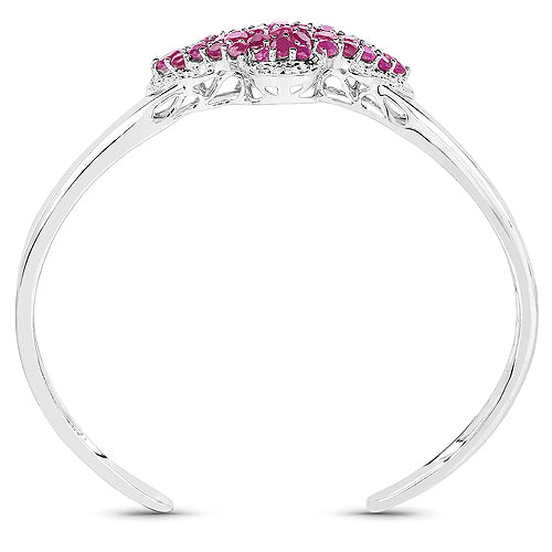 7.38 Carat Glass Filled Ruby, Ruby and White Topaz .925 Sterling Silver Bangle by Bids.com