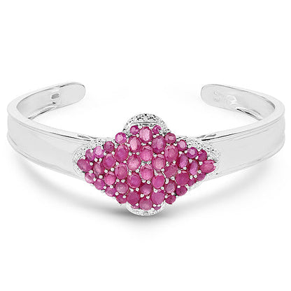 7.38 Carat Glass Filled Ruby, Ruby and White Topaz .925 Sterling Silver Bangle by Bids.com