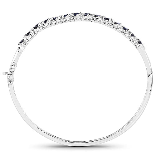 3.08 Carat Genuine Blue Sapphire .925 Sterling Silver Bangle  DestGlow