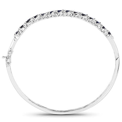 3.08 Carat Genuine Blue Sapphire .925 Sterling Silver Bangle  DestGlow