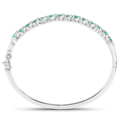 2.66 Carat Genuine Zambian Emerald .925 Sterling Silver Bangle  DestGlow