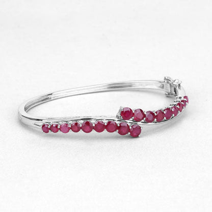 9.10 Carat Glass Filled Ruby .925 Sterling Silver Bangle by Bids.com