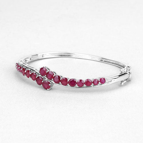9.10 Carat Glass Filled Ruby .925 Sterling Silver Bangle by Bids.com