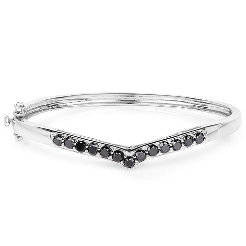 2.28 Carat Genuine Black Diamond .925 Sterling Silver Bangle by Bids.com