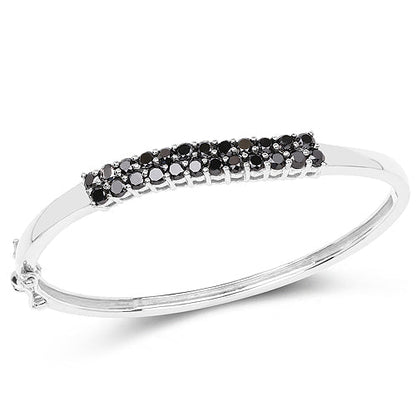 3.53 Carat Genuine Black Diamond .925 Sterling Silver Bangle by Bids.com