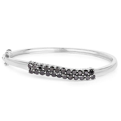3.53 Carat Genuine Black Diamond .925 Sterling Silver Bangle by Bids.com