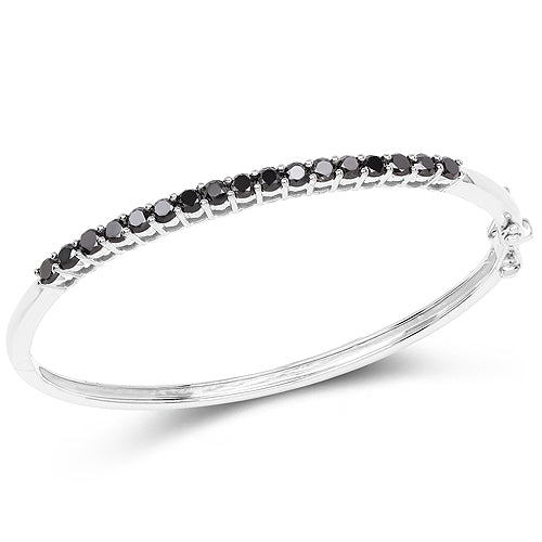 2.50 Carat Genuine Black Diamond .925 Sterling Silver Bangle by Bids.com