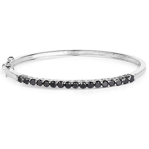 2.50 Carat Genuine Black Diamond .925 Sterling Silver Bangle by Bids.com