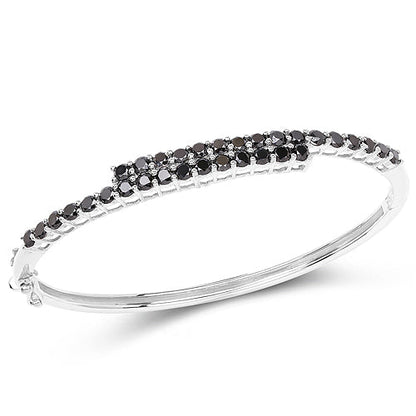 4.00 Carat Genuine Black Diamond .925 Sterling Silver Bangle by Bids.com