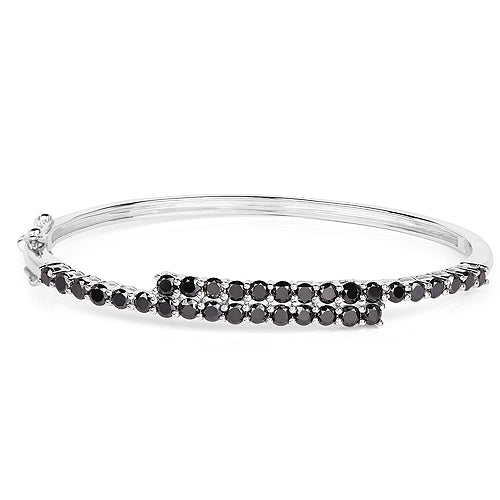 4.00 Carat Genuine Black Diamond .925 Sterling Silver Bangle by Bids.com