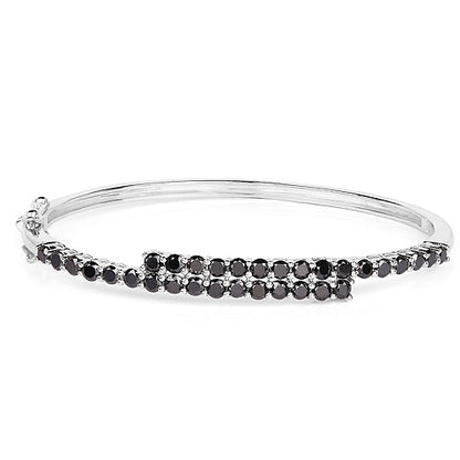 4.00 Carat Genuine Black Diamond .925 Sterling Silver Bangle by Bids.com
