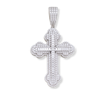 Moissanite Orthodox Cross Pendant - 925 Sterling Silver Baguette Iced Necklace - DestGlow