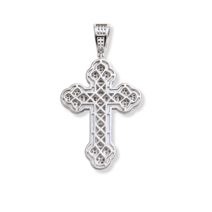 Moissanite Orthodox Cross Pendant - 925 Sterling Silver Baguette Iced Necklace - DestGlow