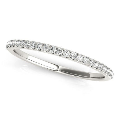 14k White Gold Round Diamond Pave Set Wedding Band (1/8 cttw) by Bids.com