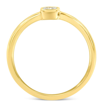 14K Yellow Gold Plated .925 Sterling Silver 1/20 Carat Diamond Square Cushion-Shaped Miracle Set Petite Fashion Promise Ring (J-K Color, I1-I2 Clarity) - Size 6 by Bids.com