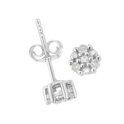 .925 Sterling Silver 1/10 cttw Prong Set Round-Cut Trio Diamond Stud Earrings (I-J Color, I3 Clarity) by Bids.com