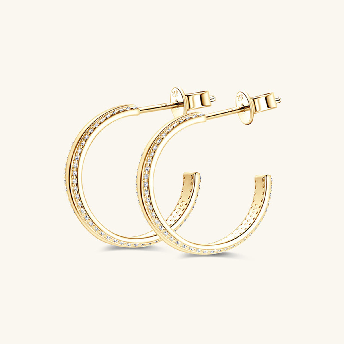 Pure Sterling Silver Inlaid Sparkala™ C-Hoop Earrings - DestGlow
