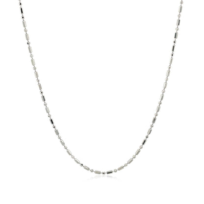 14k White Gold Diamond-Cut Alternating Bead Chain 1.2mm by Bids.com