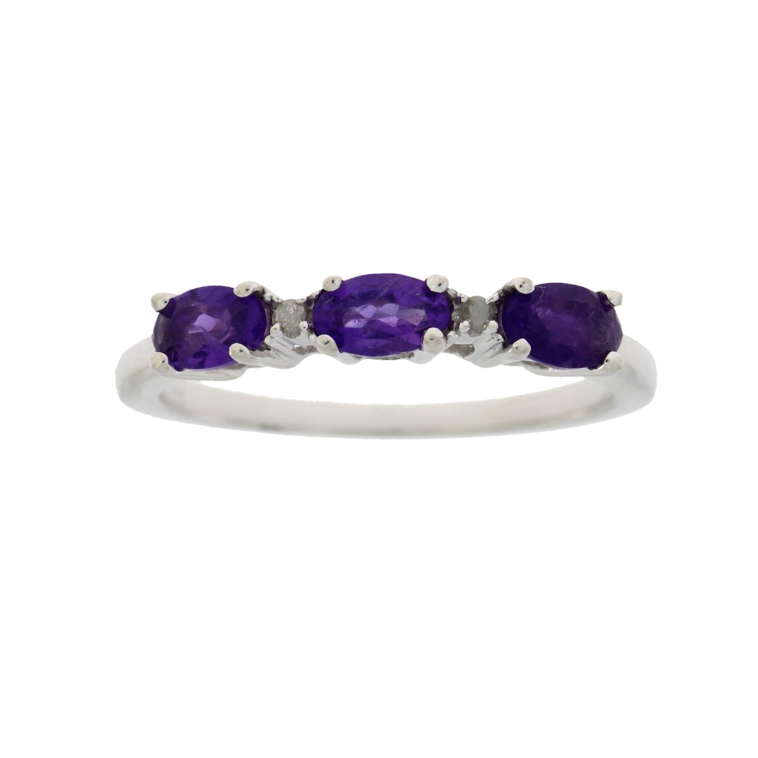 Genuine .70ct Amethyst Diamond Ring Sterling Silver by Bids.com